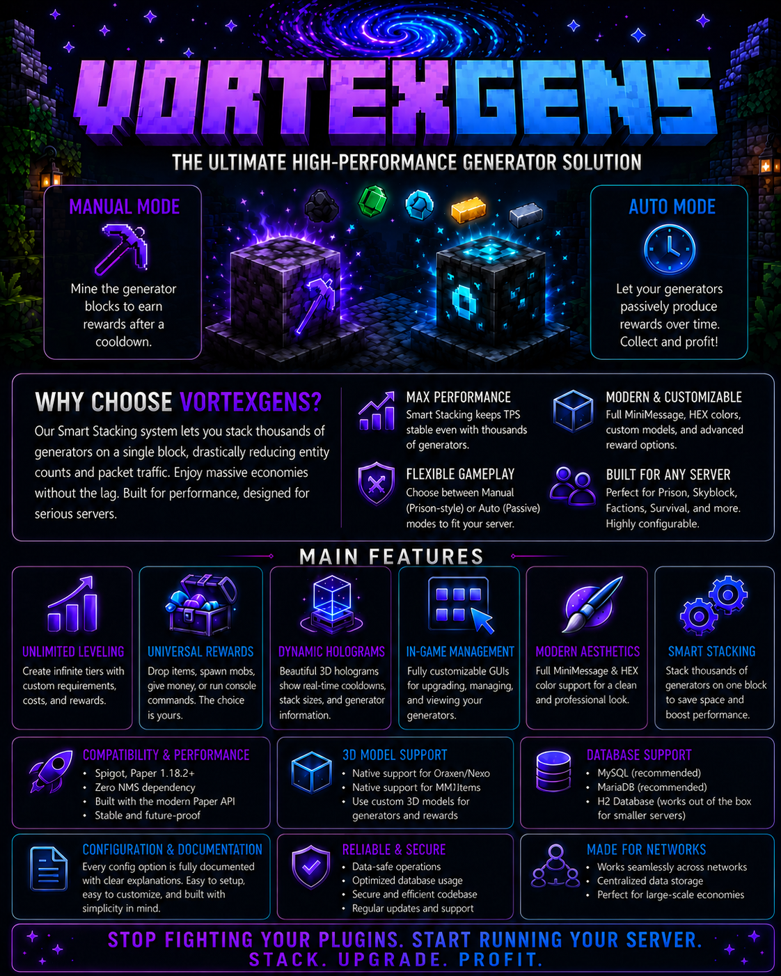 VortexGens - Minecraft Generator Plugin | Vortex Marketplace